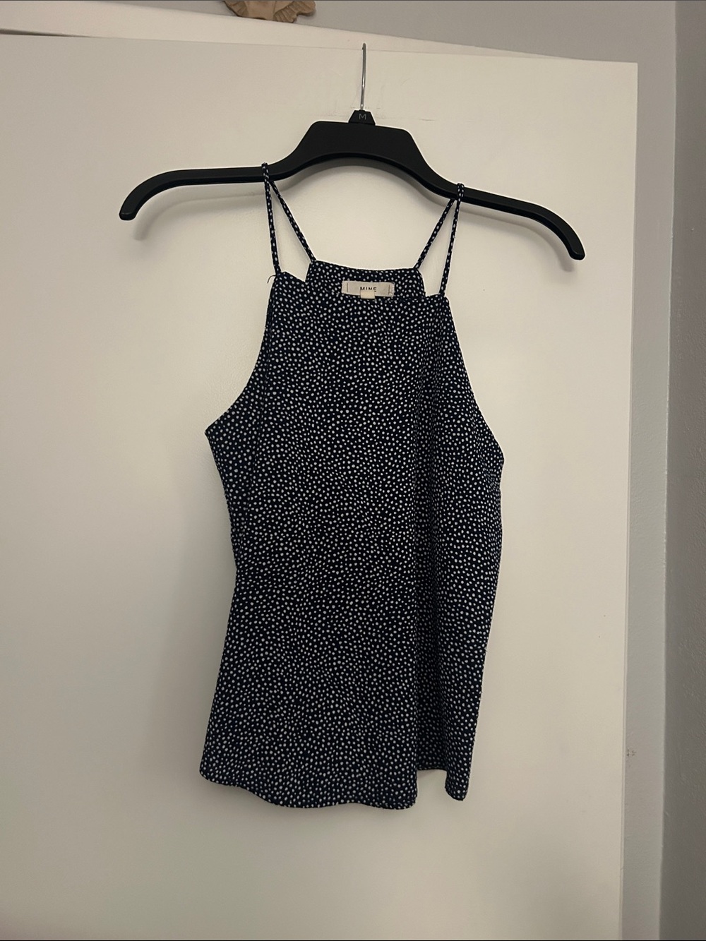 mine Navy and White Polka Dot High-Neck Cami